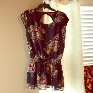 Dark Blue Floral Blouse